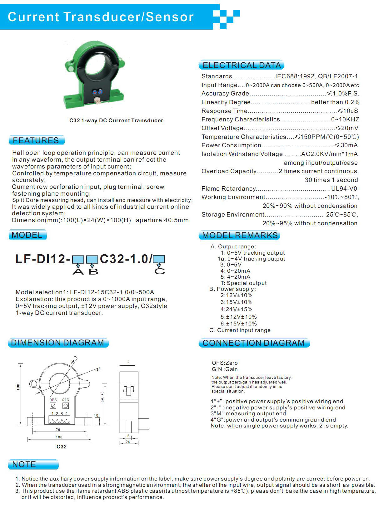 C32 DC Split core Current Transducer